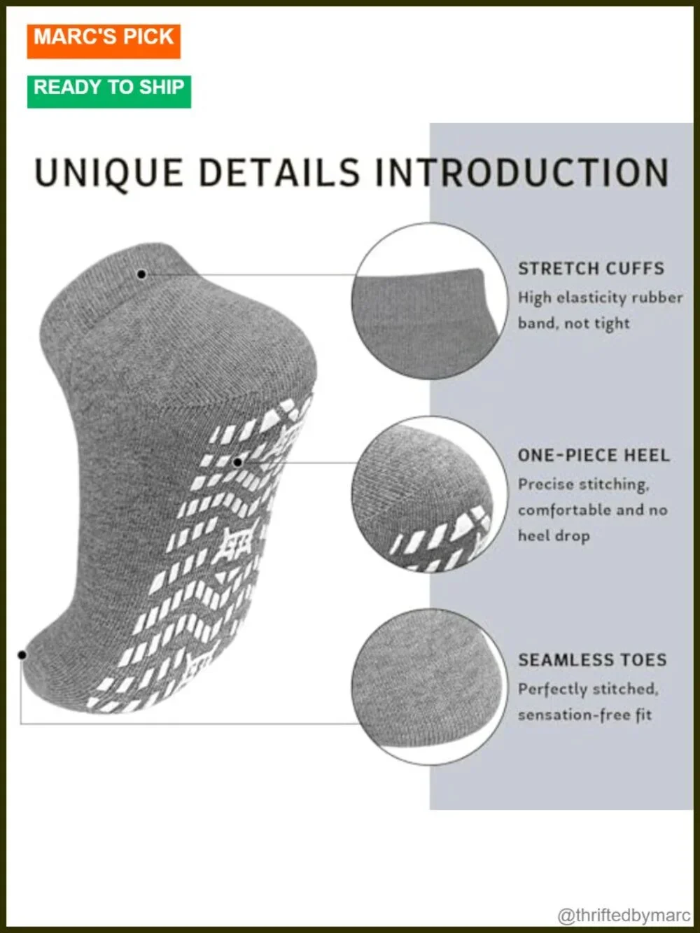 Non Slip Grippy Ankle Socks with Arch Support for Yoga Hospital Men Women